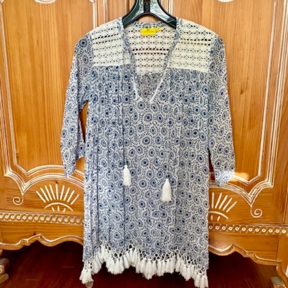 Roberta Roller Rabbit Blue and White Beach Cover-up